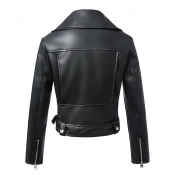 FTLZZ 2019 New Fashion Women Autumn Winter Black Faux Leather Jackets Zipper Basic Coat Turn-down Collar Biker Jacket With Blet